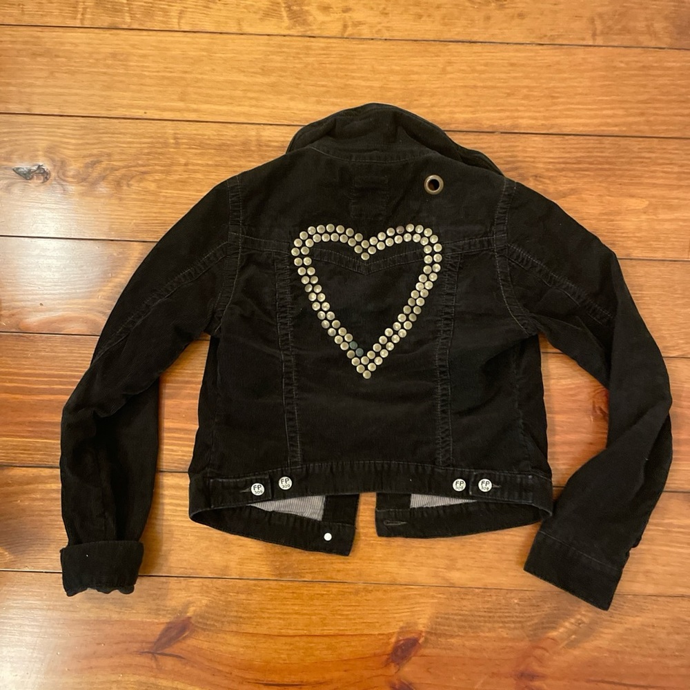 Free People Black corduroy heart jacket size small